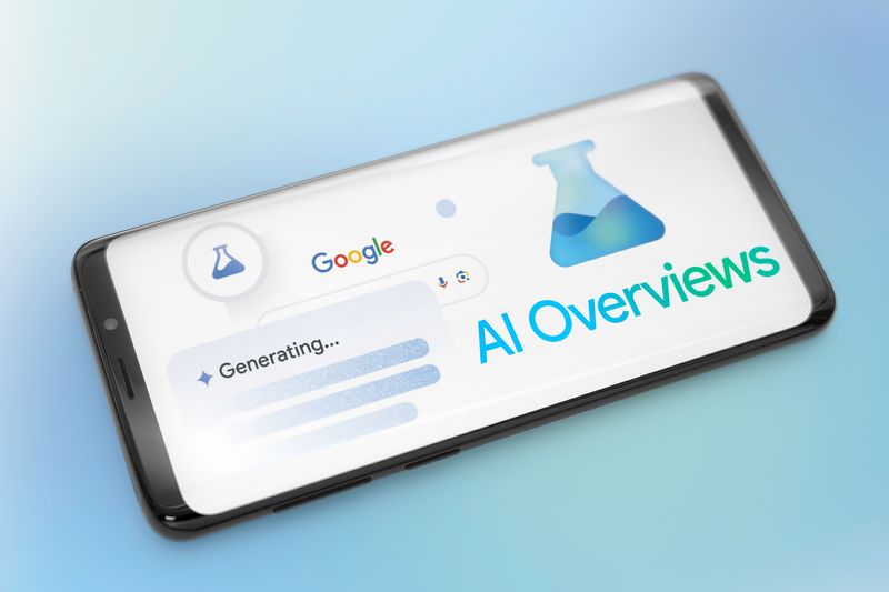 Artist impression of AI Overviews on a smartphone