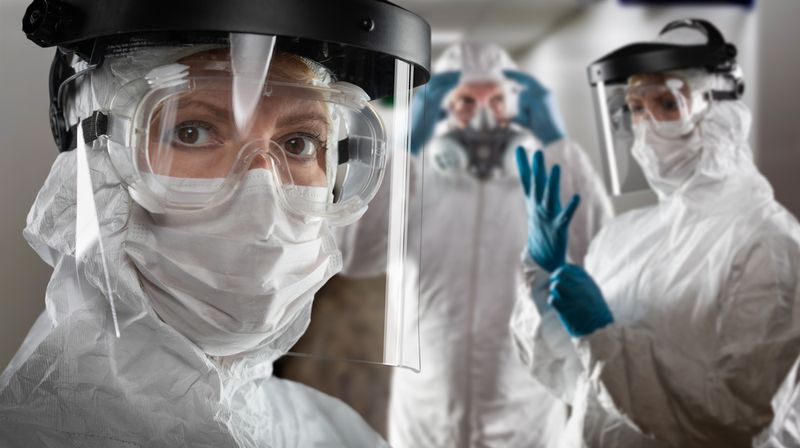 Hospital staff preparing for bird flu.
