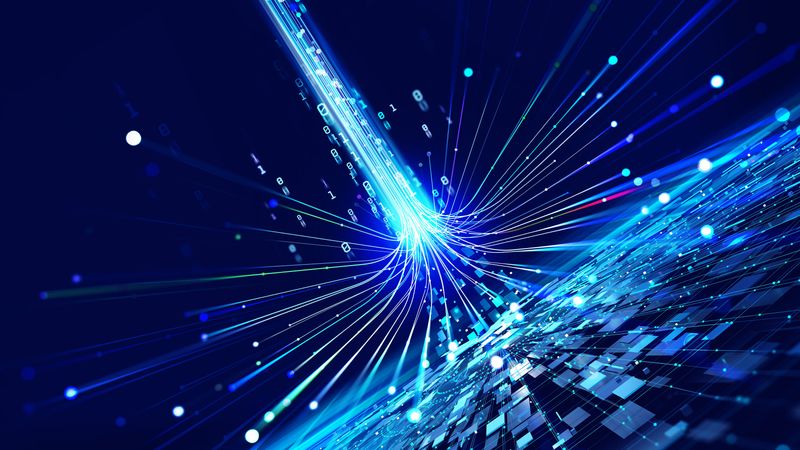 a 3d render of light moving around a surface like in a cable