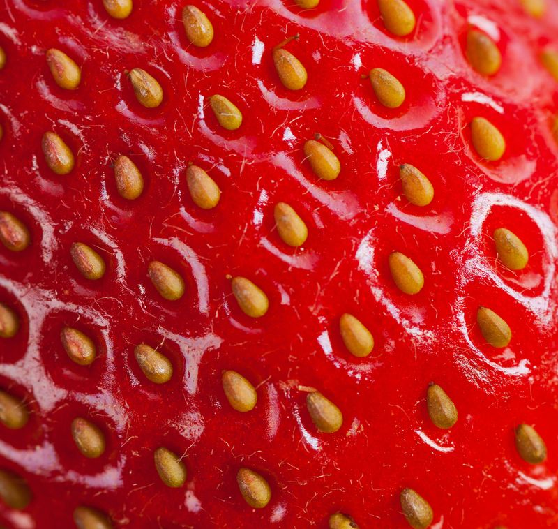 They are not strawberry seeds, but receptacle tissue 